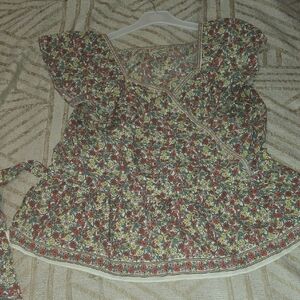 Max Studio Floral Blouse - Red, Yellow, Green